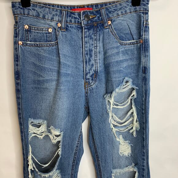 Caffeine Destroyed Light Wash Jeans Sz Medium Released Hem - Picture 4 of 10